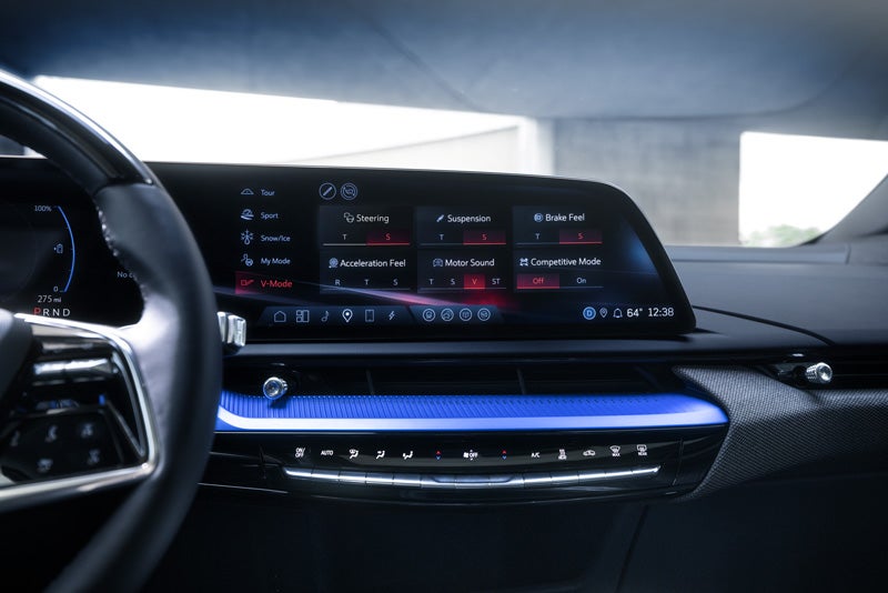 The 2026 OPTIQ-V Display Screen Displaying the V-Mode Settings | Wilkinson Cadillac in Sanford NC